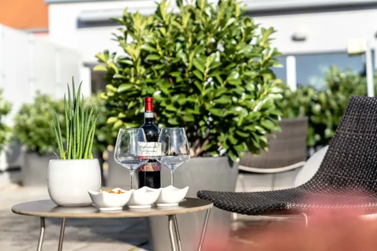 Hotel Ingolstadt Altstadthotel Dachterrasse Wein